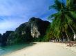Palm Lined Beach And Limestone Cliffs At Ton Sai Beach, Ko Phi-Phi Don, Krabi, Thailand by Anders Blomqvist Limited Edition Print