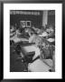 Typical 10 Year Old Girls Known As  Pigtailers Sitting In Classroom by Frank Scherschel Limited Edition Print