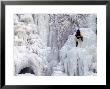 Ice Climber Climbing A Frozen Waterfall, Tangle Creek, Rocky Mountains, Canada by Kate Thompson Limited Edition Print