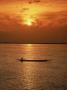 Man And Pirogue, Sunset, Niger River, Mali, West Africa by Bob Burch Limited Edition Print
