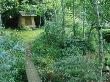 Small Stone Arbour In Clearing In Woodland, Narrow Plank Bridge, Stone Lane Gardens, Devon by Mark Bolton Limited Edition Print