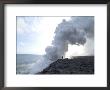 Plumes Of Steam Where The Lava Reaches The Sea, Hawaii Volcanoes National Park, Island Of Hawaii by Ethel Davies Limited Edition Print