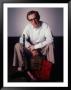 Filmmaker Woody Allen Sitting On Sofa With His Clarinet And An Open Clarinet Case At His Feet by Ted Thai Limited Edition Print