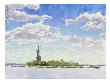 Watercolor Painting Of A View Of New York City Including The Statue Of Liberty by Images Monsoon Limited Edition Pricing Art Print