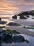 Rockpools And Sand At Combesgate Beach In North Devon, England, United Kingdom, Europe by Adam Burton Limited Edition Print