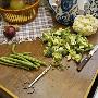 Chopped Broccoli, Some String Beans And A Cauliflower Head On A Table by Peo Quick Limited Edition Pricing Art Print