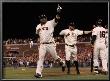 Texas Rangers V San Francisco Giants, Game 1: Juan Uribe, Cody Ross, Edgar Renteria by Ezra Shaw Limited Edition Print