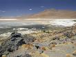 Lago Colorado, White Mineral Deposits And Red Dinoflagellates, 4200M Altitude, Andes, Bolivia by Doug Allan Limited Edition Print