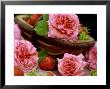 Small Wooden Trug With Pink Climbing Rosa (Rose) Aloha And Strawberries by James Guilliam Limited Edition Print