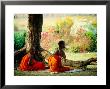 Buddhist Monks At Meditation Under Tree by Lindsay Brown Limited Edition Print