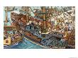 A Painting Showing Merchandise Being Loaded Onto A Spanish Galleon by Roger Morris Limited Edition Print