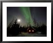 Cabin Under Northern Lights And Full Moon, Northwest Territories, Canada March 2007 by Eric Baccega Limited Edition Print