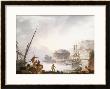 Fishermen With A Sailing Vessel Moored In A Capriccio Mediterranean Harbour, 1754 by Cristofano Allori Limited Edition Pricing Art Print