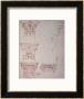 Studies For A Capital (Brown Ink) by Michelangelo Buonarroti Limited Edition Print