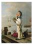 Little Sailor Waiting On The Quay, 1863 (Oil On Canvas) by Carl Julius Lorck Limited Edition Print