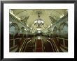 Interior Of A Metro Station, With Ceiling Frescoes, Chandeliers And Marble Halls, Moscow, Russia by Gavin Hellier Limited Edition Print