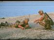 Us Army Soldiers Checking Their Mine, Lying In Sand On Beach, Desert Shield Gulf Crisis Operation by Gil High Limited Edition Print
