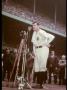 Baseball Great Babe Ruth Addressing Crowd And Press During Final Appearance At Yankee Stadium by Ralph Morse Limited Edition Print