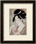 A Bust Portrait Of The Courtesan Wakamurasaki Of The Tsunotamaya Playing With Goldfish by Chokosai Eisho Limited Edition Print