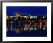 Vltava River At Night From Charles Bridge Of Prague Castle, Prague, Czech Republic by Richard Nebesky Limited Edition Pricing Art Print
