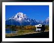 Motorhome By Roadside, With Mountain In Distance, Grand Teton National Park, U.S.A. by Christer Fredriksson Limited Edition Print