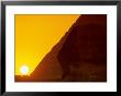 Sunset At The Pyramid Of Khafre And Sphinx At Giza, 4Th Dynasty, Old Kingdom, Egypt by Kenneth Garrett Limited Edition Print