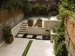 Contemporary Classic Garden With Planted Rill, Copper Water Feature, Limestone Paving And Steps by Clive Nichols Limited Edition Print