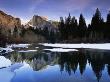 Half Dome Above River And Winter Snow, Yosemite National Park, California, Usa by David Welling Limited Edition Print