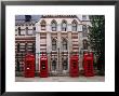 Red Telephone Boxes Outside Building Near The Inns Of Court, London, United Kingdom by Rick Gerharter Limited Edition Pricing Art Print