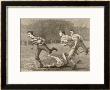 An Attacking Player Charges Forward With The Ball Chased By Two Opposing Players by W.B. Wall Limited Edition Print