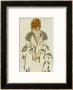 The Artist's Sister-In-Law In Striped Dress, Seated, 1917 by Egon Schiele Limited Edition Print