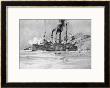 The British Ship Glasgow Fires Upon The Dresden Off The Chilean Coast by Charles Dixon Limited Edition Print