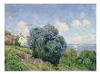 Summer Landscape With Lilac Bush, House And Sailing Boat (Oil On Canvas) by Thorolf Holmboe Limited Edition Print