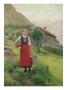 Summer Mountain Pasture Girl, 1912 (Oil On Canvas) by E. Normann Limited Edition Print