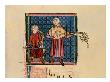 Two Musicians, Detail Of A Page From The 'Cantigas De Santa Maria' (Vellum) by Spanish Limited Edition Pricing Art Print