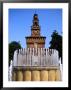 Fountain In Front Of Tower Of Castello Sforzesco, Milan, Italy by Martin Moos Limited Edition Print