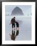 Father And Son Playing, Cannon Beach, Oregon, Usa by Janis Miglavs Limited Edition Print