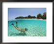 Split Level Shot Of Snorkler Swimming, Malaysia by Jurgen Freund Limited Edition Print