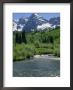 Maroon Bells Seen From Stream Rushing To Feed Maroon Lake Nearby, Rocky Mountains, Usa by Nedra Westwater Limited Edition Print