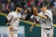 Detroit, Mi - October 28: Detroit Tigers V San Francisco Giants - Matt Cain And Brandon Crawford by Ezra Shaw Limited Edition Print