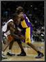 Los Angeles Lakers V Milwaukee Bucks: Luc Richard Mbah A Moute And Kobe Bryant by Jonathan Daniel Limited Edition Pricing Art Print