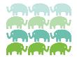 Green Elephant Family by Avalisa Limited Edition Print