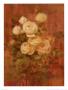 Peach Roses On Red Ii by Danhui Nai Limited Edition Print
