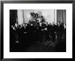 President Heinrich Lubke Handing Out Documents To Konrad Adenauer And Cabinet Of His Resignation by Ralph Crane Limited Edition Print