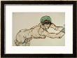 Reclining Female Nude With Green Cap, Leaning To The Right, 1914 by Egon Schiele Limited Edition Print