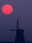 Windmill And Full Moon by Fogstock Llc Limited Edition Print