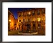 Renaissance Facades And Fountain In Place D'alberetas At Night, Aix-En-Provence, France by Diana Mayfield Limited Edition Print