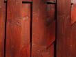 Backgrounds - Detail Of Red Stained Elaborate Timber Fence Panel by Natalie Tepper Limited Edition Print