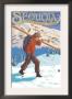 Sequoia Nat'l Park - Skier Carrying - Lp Poster, C.2009 by Lantern Press Limited Edition Print