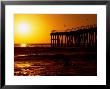 Sunset At Beach, Hermosa Beach, With Jetty In Background by Christina Lease Limited Edition Print